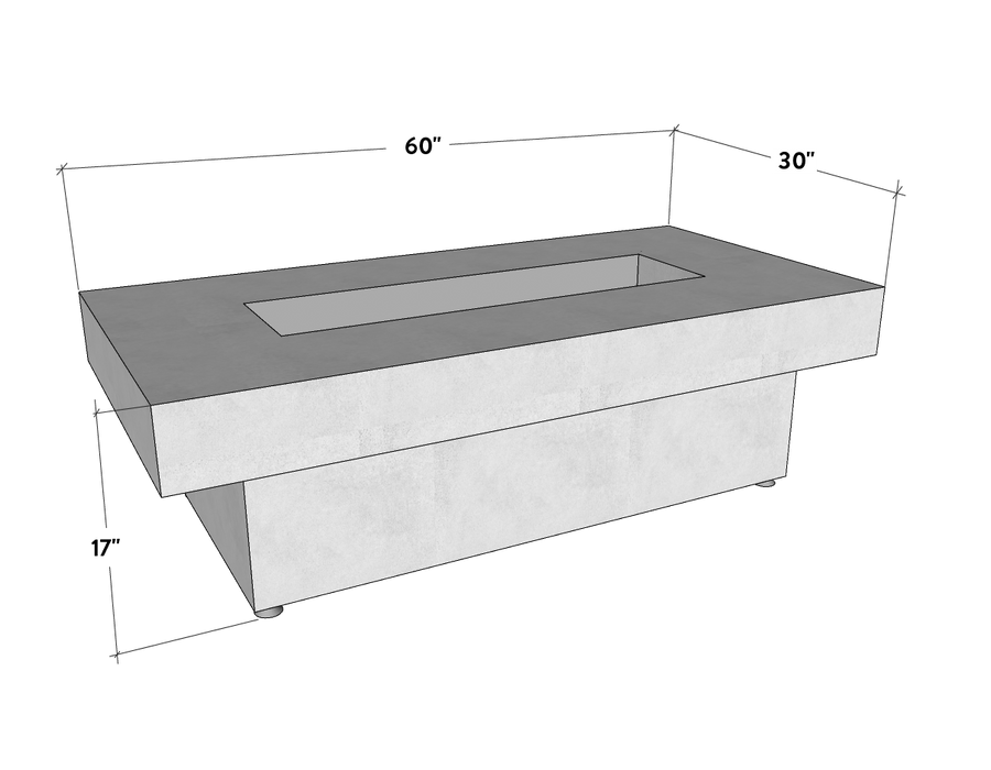 Crete Design Toplina Rectangular Concrete Fire Pit Table