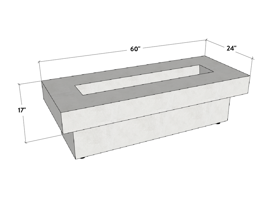 Crete Design Terraza Rectangular Concrete Fire Pit Table