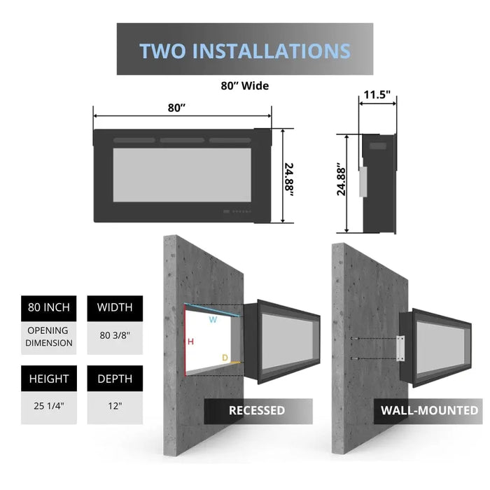 Modern Flames Landscape Pro Multi 80" 3-Sided Smart Fireplace with Full Wall Control