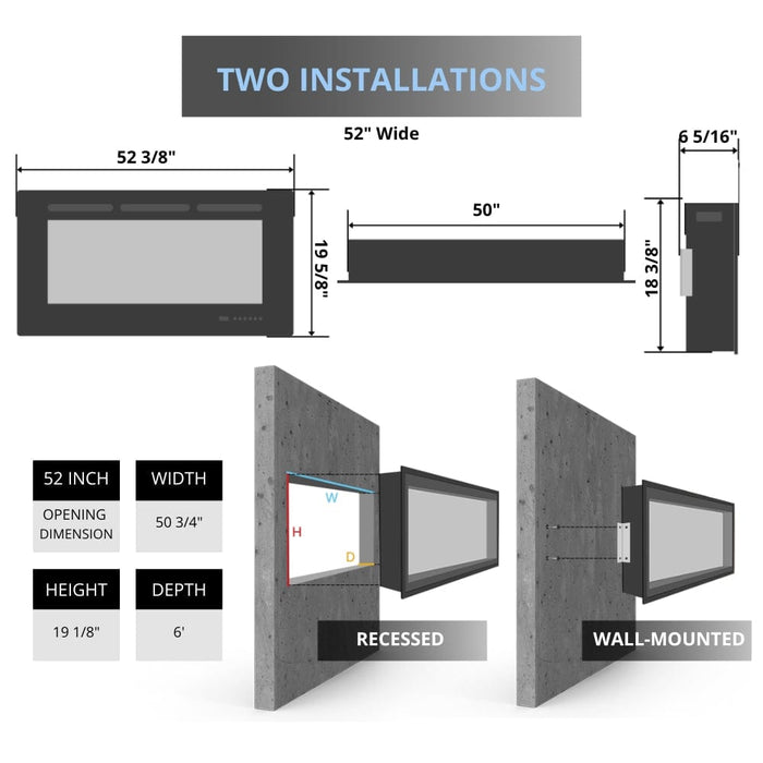 Modern Flames Orion Slim 52" Virtual Electric Fireplace