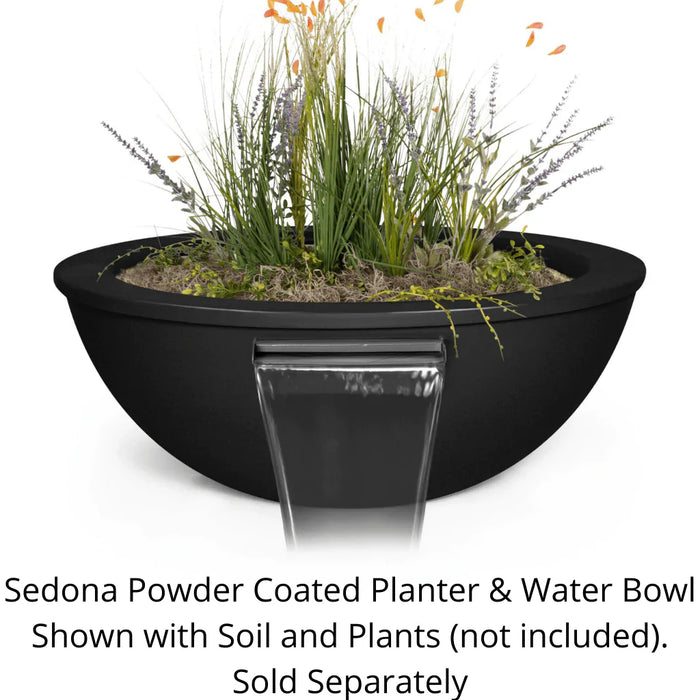 The Outdoor Plus - Sedona Powder Coated Steel Round Planter & Water Bowl 27"