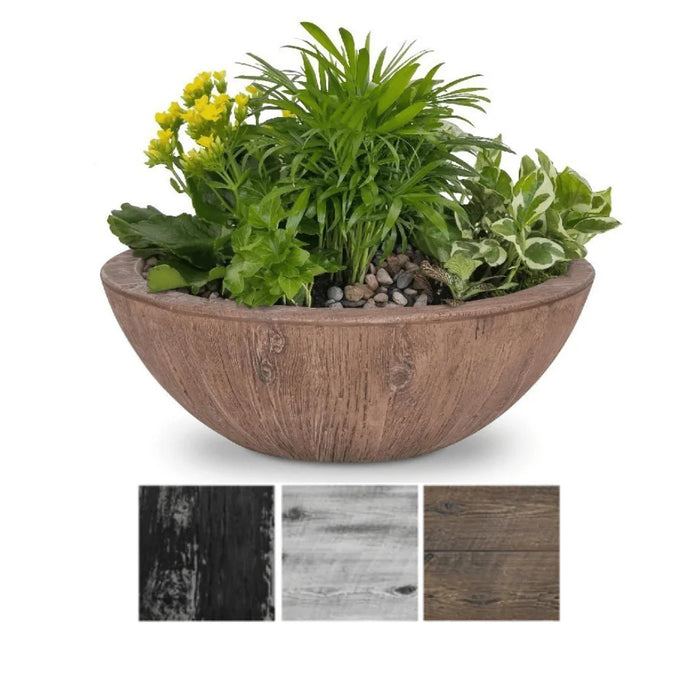 The Outdoor Plus 27" Sedona GFRC Wood Grain Concrete Round Planter Bowl