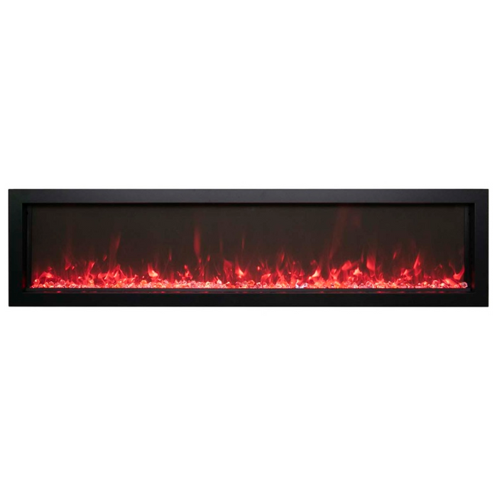 Remii 55" Extra Slim Indoor or Outdoor Built In Electric Fireplace with Black Steel Surround