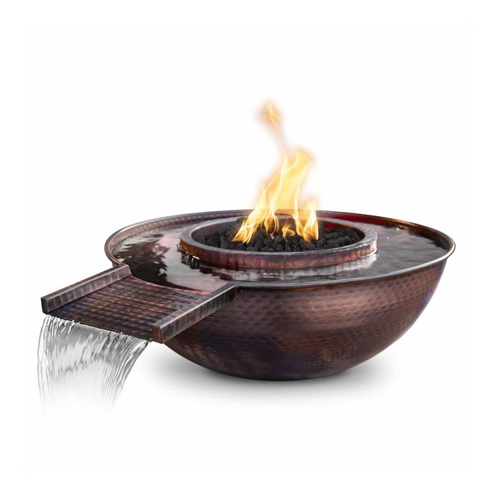 The Outdoor Plus -27" Sedona Hammered Copper Gravity Spill Round Fire & Water Bowl