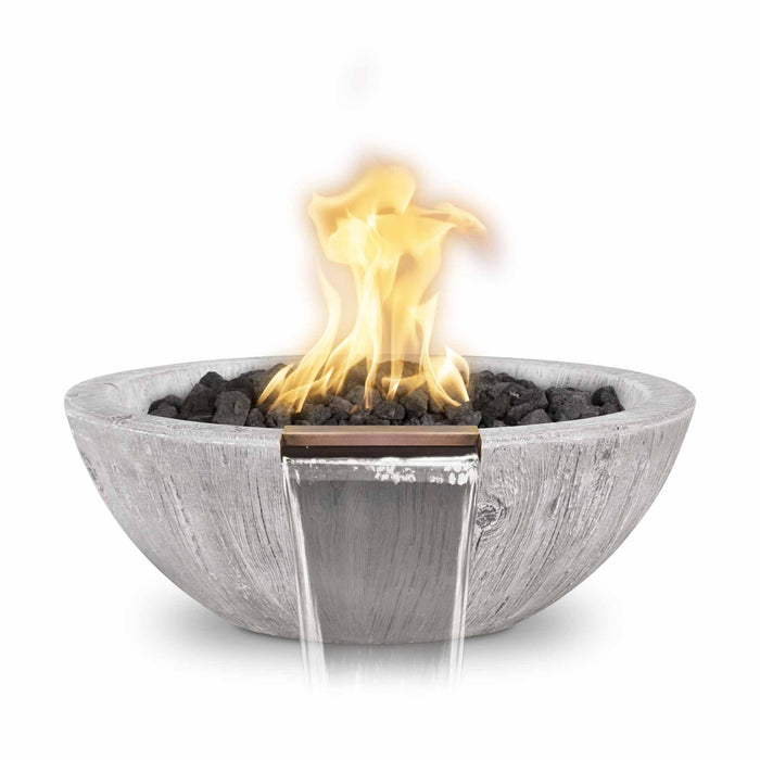 The Outdoor Plus - Sedona GFRC Wood Grain Concrete Round Fire and Water Bowl 27"