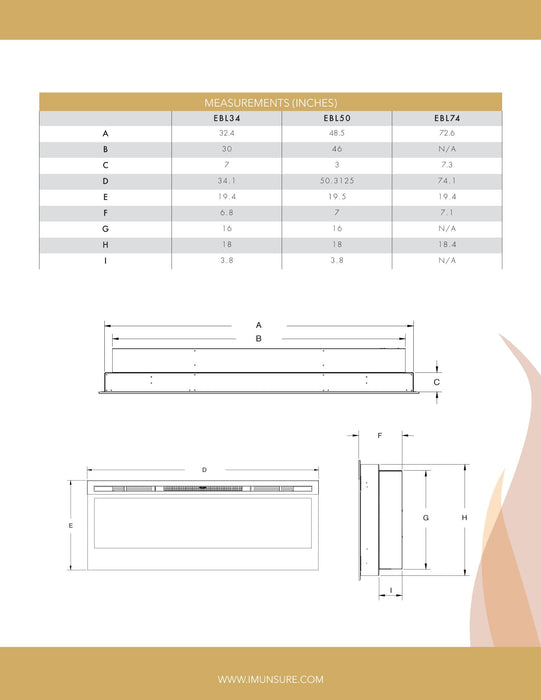 Empire Nexfire 50 Inch Contemporary Electric Fireplace - EBL50