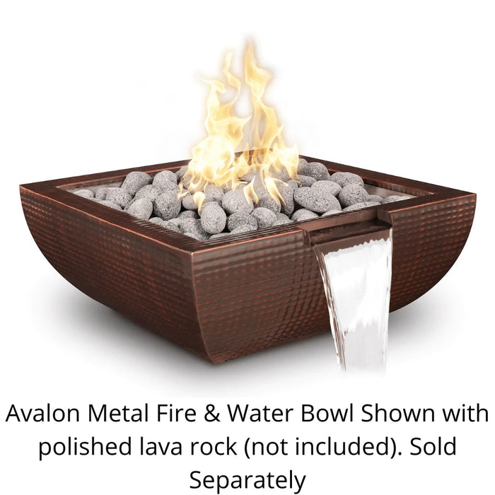 The Outdoor Plus - Avalon Hammered Copper & Stainless Steel Square Fire & Water Bowl 30"