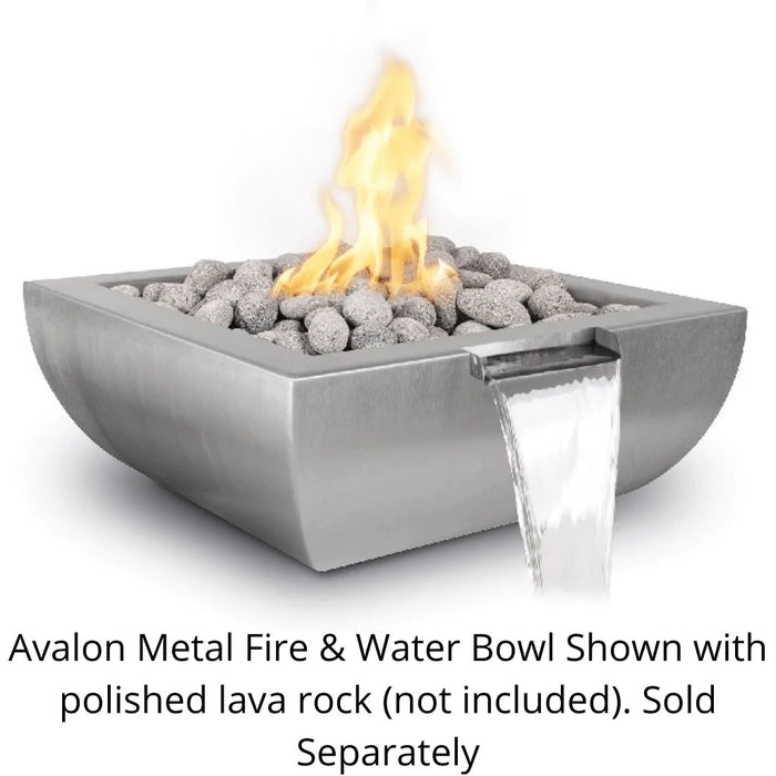 The Outdoor Plus 36" Avalon Hammered Copper & Stainless Steel Square Fire & Water Bowl