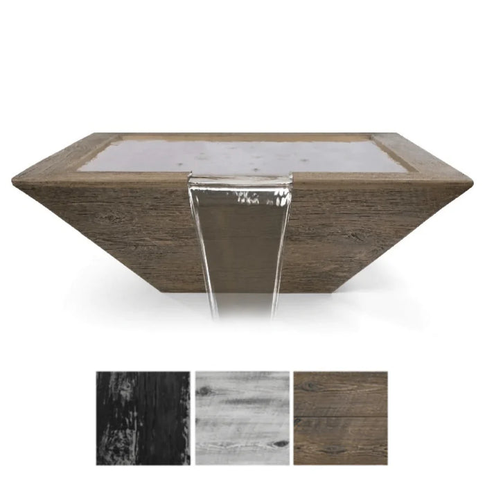 The Outdoor Plus - Maya GFRC Wood Grain Concrete Square Water Bowl